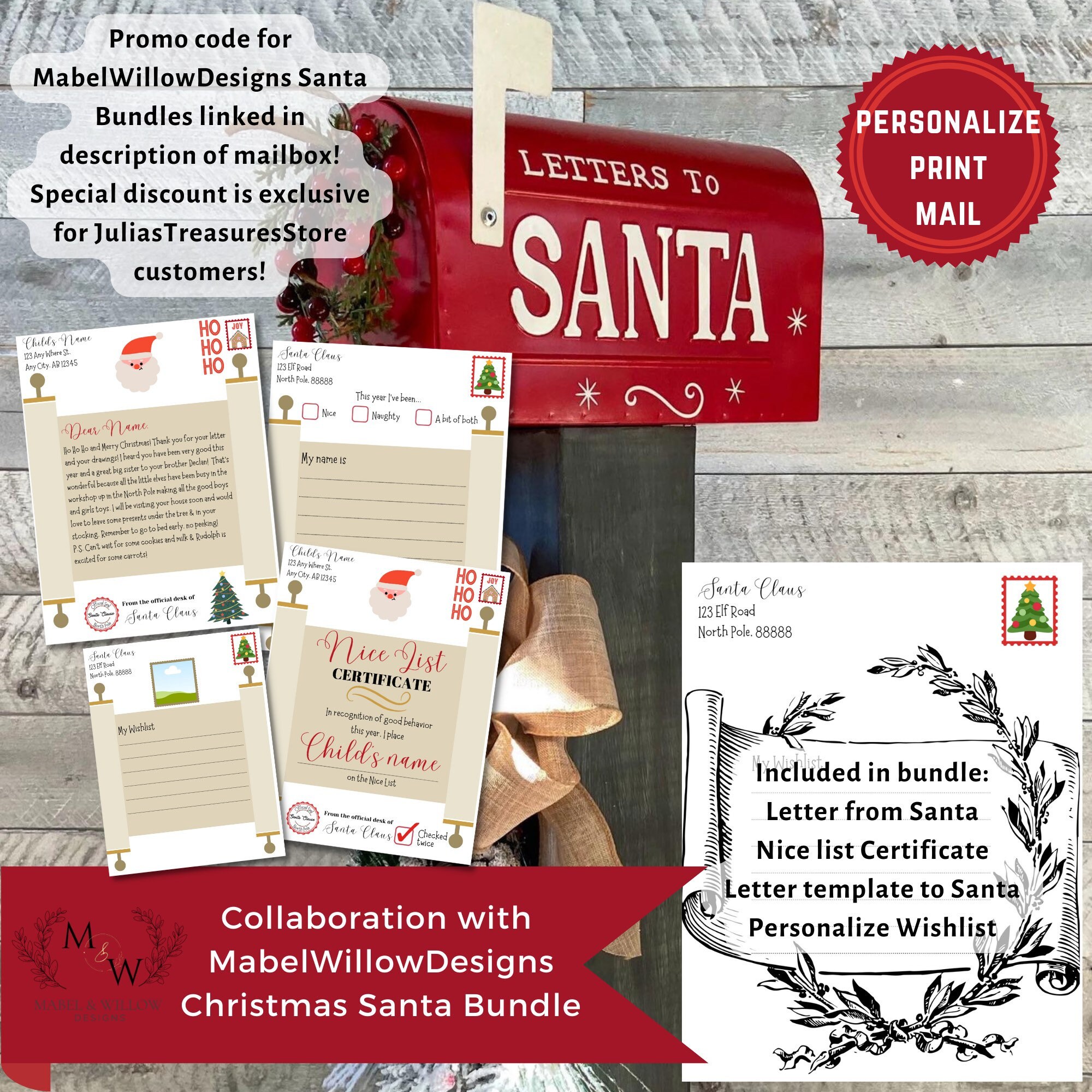 Sunset Vista Designs Santa's Mailbox - Letters for Santa 