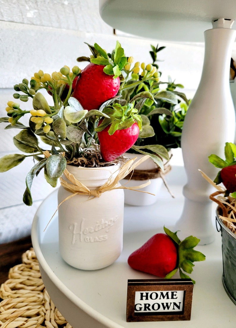 Mini Strawberry Mason Jar for Tiered TrayMini Strawberries for TierFake FruitMini GreeneryMini FruitFake Food for Tier image 10