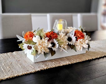 Fall Sunflower Arrangements Dining Table Flower Centerpiece Wood