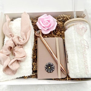 Rose Gold Gift Basket Flower Gift Box for Her Personalized Tumbler Birth Flower Gift Box for Daughter Birthday Gift Friend Care Package Mom