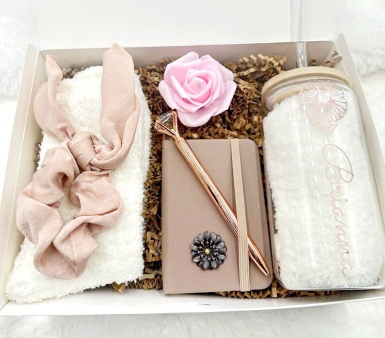 Rose Gold Gift Basket Flower Gift Box for Her Personalized Tumbler Birth Flower Gift Box for Daughter Birthday Gift Friend Care Package Mom