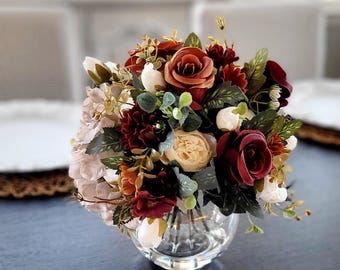 Fall Floral Arrangement, Modern Farmhouse Vase, Country Cottage Decor