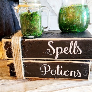 Halloween Book Stack Halloween Decor Potion Book Spell Book Stack Witch Decor Halloween Gift Handmade Book Stack Witch Brew Spell