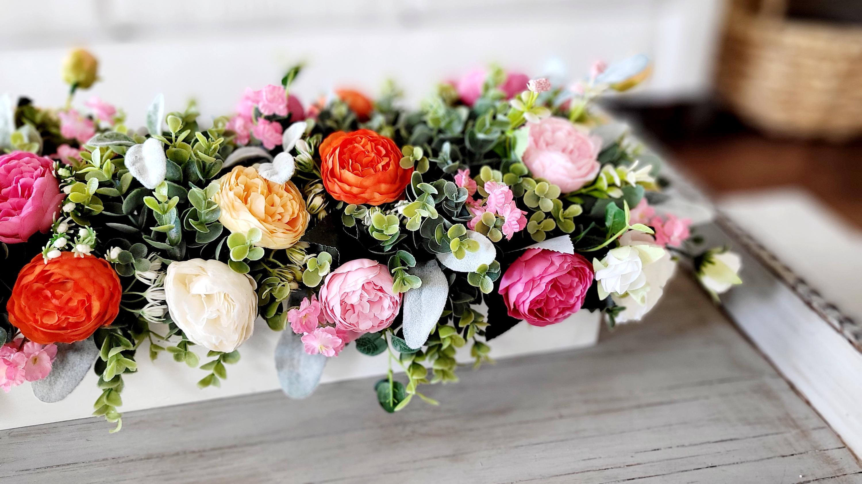 なな table flower arrange Spring Centerpiece, Spring Farmhouse Centerpiece, Everyday