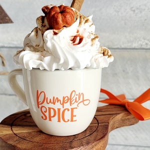 Pumpkin Spice Coffee Mug Topper Pumpkin Spice Fall Decor Fall Tier Tray Pumpkin Decor Faux Coffee Topper Coffee Bar Decor Faux Mini Pumpkin