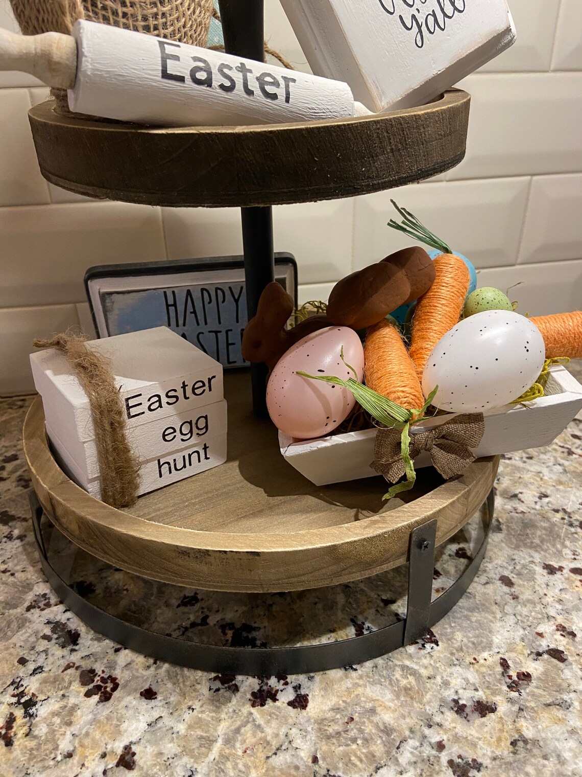 Easter Tiered Tray Decor Tiered Tray Kit Farmhouse Tiered Etsy UK