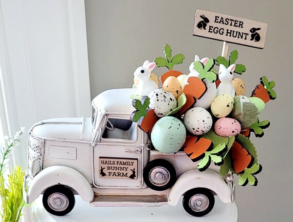 Atiloy Lavender Home Decor Metal Truck With Faux Lavender Bouquet Vintage Pickup Truck Mini Die-Cast Vehicle Decoration For Farmhouse Desktop Layered Tray Decor Kitchen Supplies