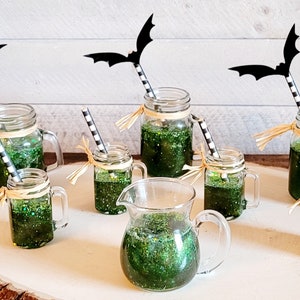 Halloween Potion Bottles Tier Tray Halloween Decor Witch Brew Vintage Faux Halloween Drink Witch Potion Magic  Green Decor Halloween Party