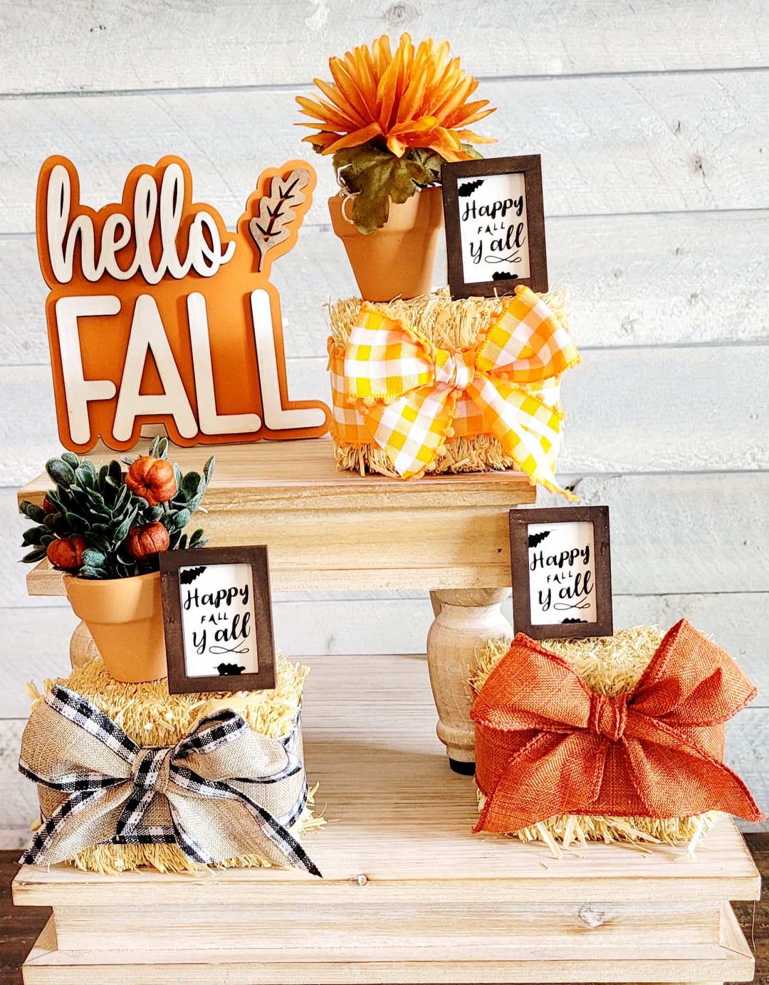 Diy Fall Riser Mini Riser Tier Tray Mini Hay Bale of Hay Tier Tray Fall Hay Decoration ...