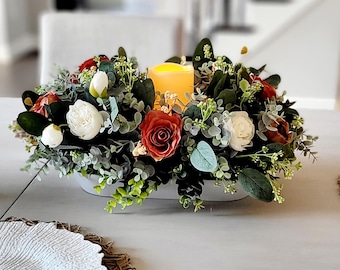 Fall Sunflower Centerpiece: Farmhouse Dough Bowl Candle Arrangement