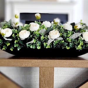 テーブルセンターピース、フラワーアレンジメント、造花ディスプレイボウル、木製生地、素朴なファームハウス風装飾、ダイニング装飾、カントリースタイル