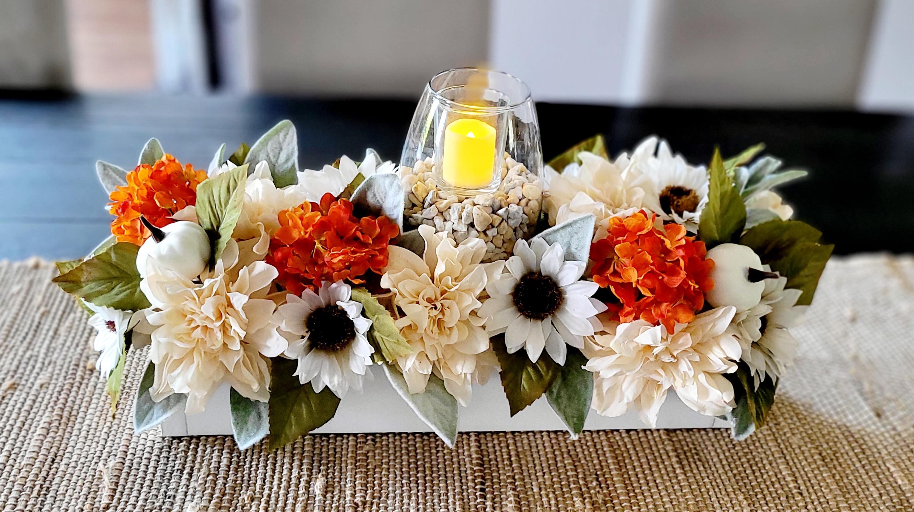 Fall Sunflower Arrangements Dining Table Flower Centerpiece Wood