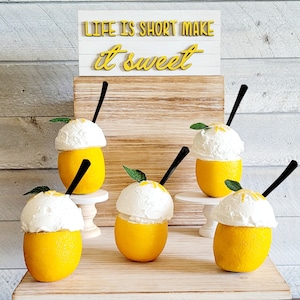 Lemon Tier Tray Decor Fake Lemon Kitchen Decor Faux Lemon Sorbet Faux Ice Cream Lemon Decor Lemon Parfait Yellow Decor Farmhouse Kitchen dec