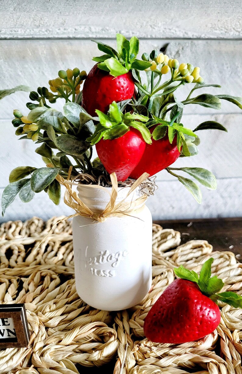 Mini Strawberry Mason Jar for Tiered TrayMini Strawberries for TierFake FruitMini GreeneryMini FruitFake Food for Tier image 8