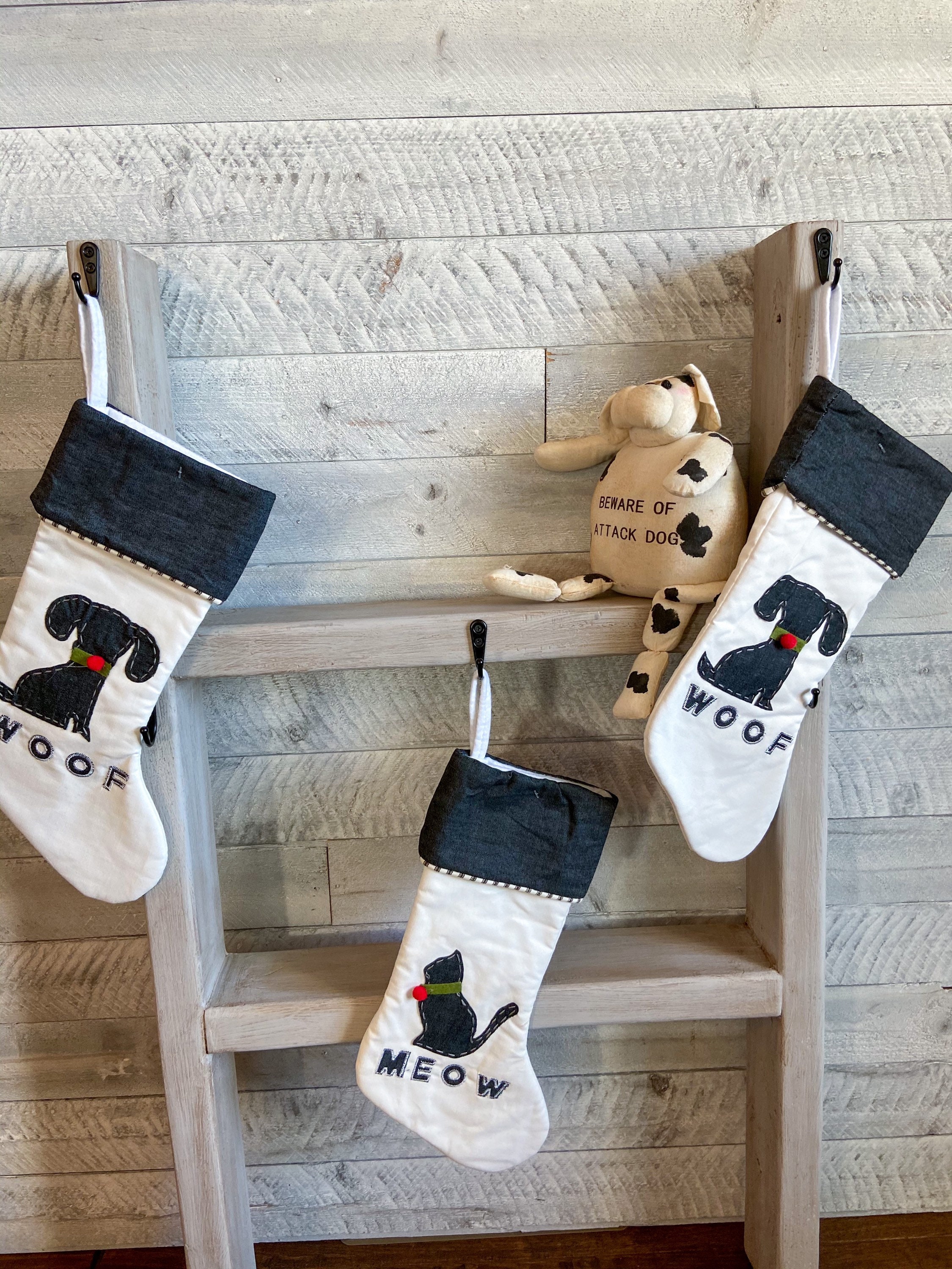 Pet Stocking Holder Ladder Farmhouse Rustic Solid Wood 3 Etsy