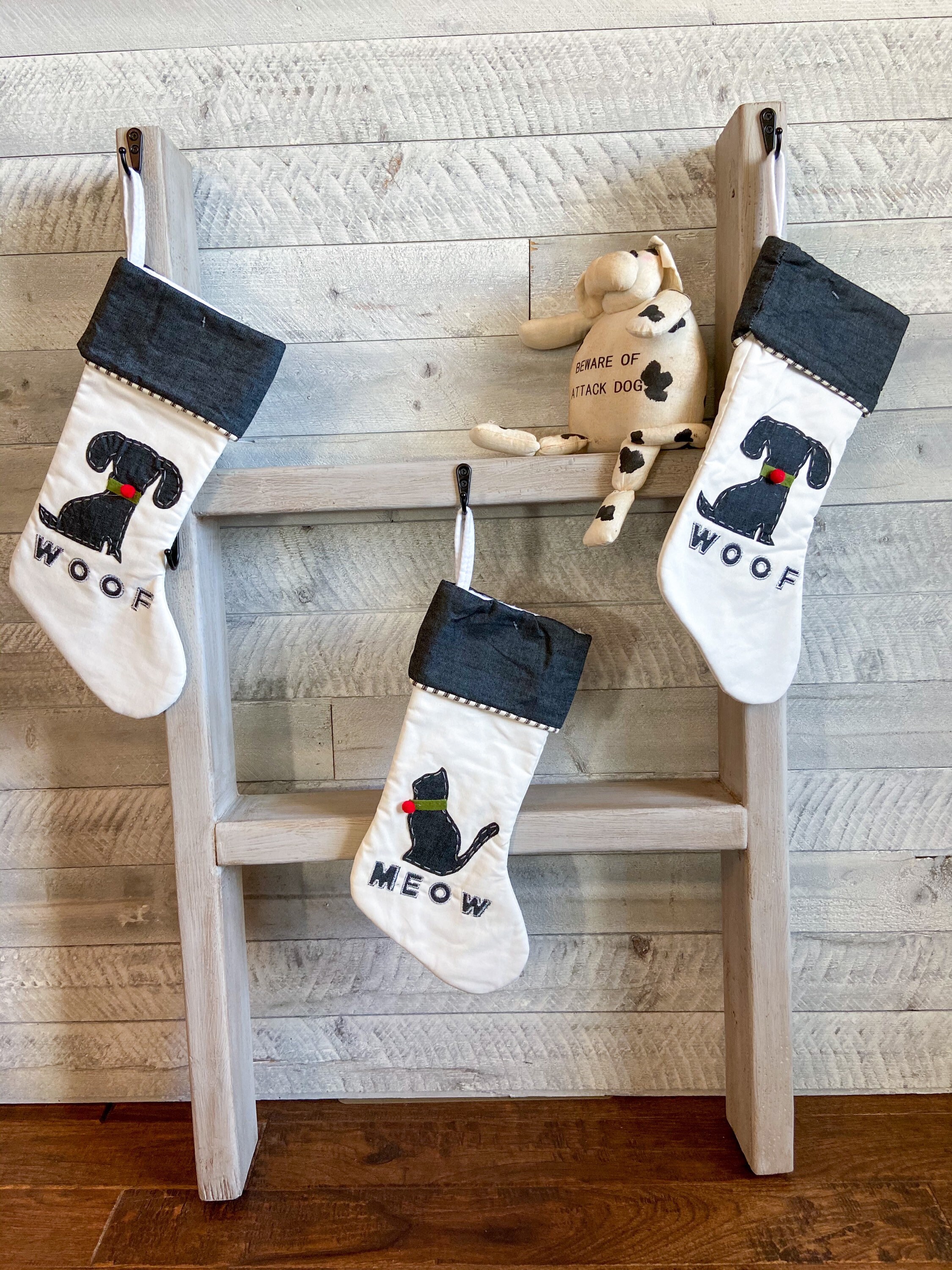 Pet Stocking Holder Ladder Farmhouse Rustic Solid Wood 3 Etsy