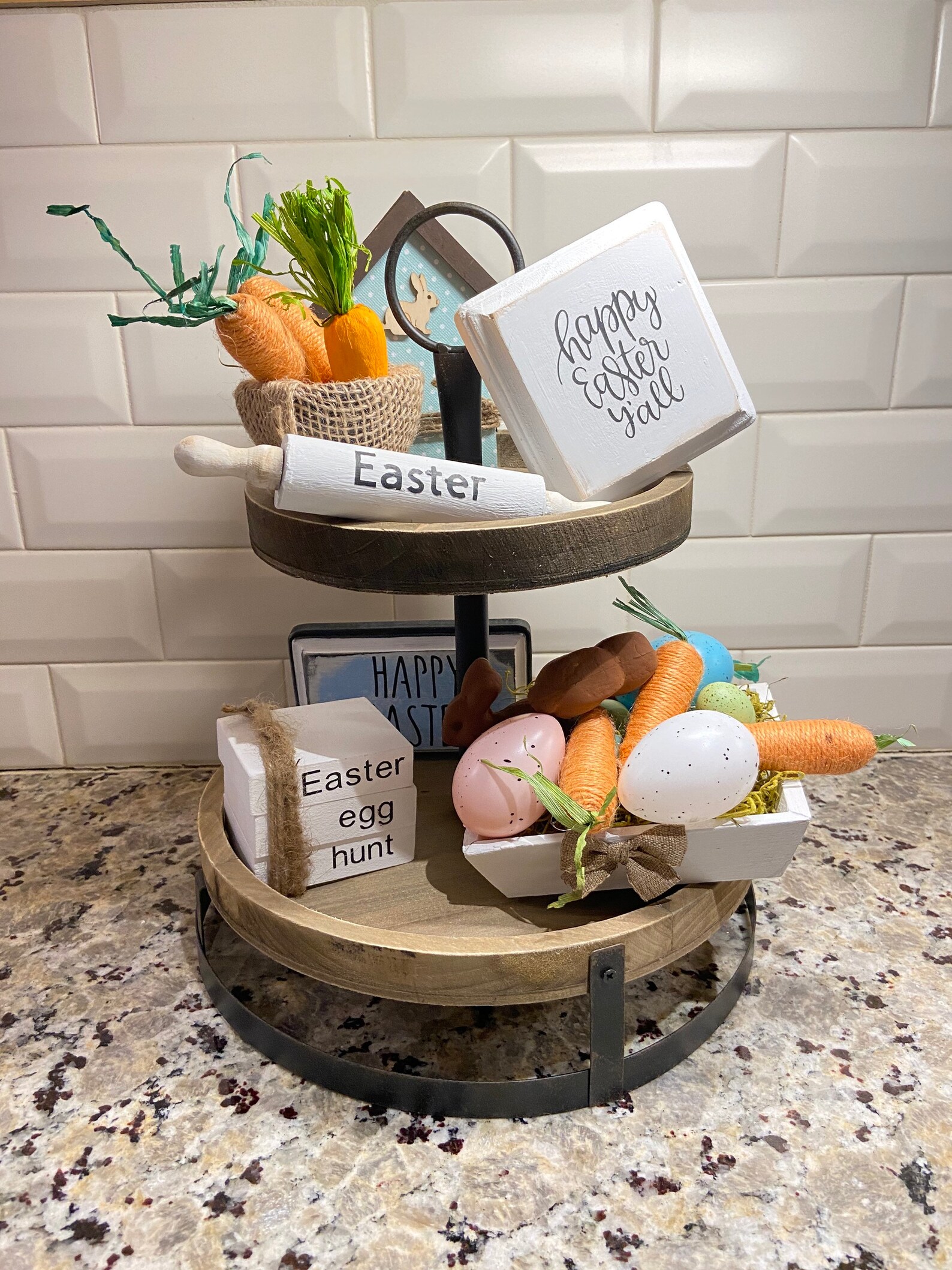 Easter Tiered Tray Decor Tiered Tray Kit Farmhouse Tiered Etsy