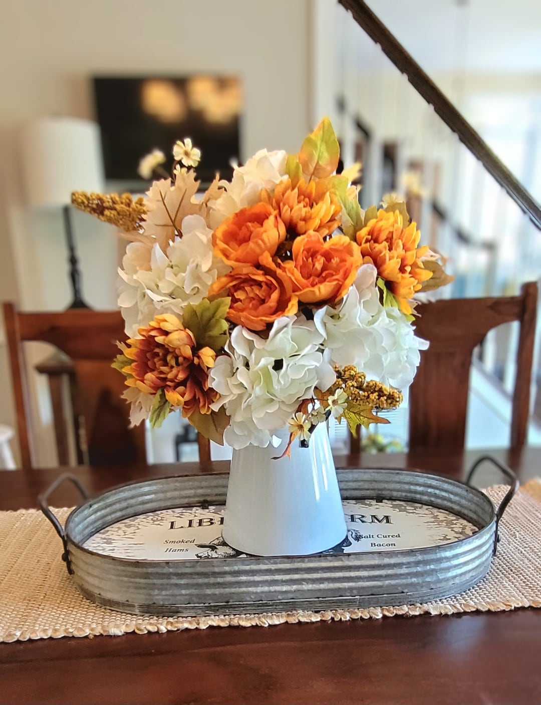 Fall Flower Centerpiece for Dining Table Fall Arrangement Farmhouse
