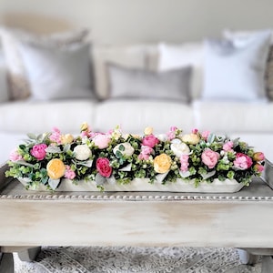 Large Farmhouse Decor Dining Table Large Centerpiece Bowl Dining Table Large Flower Arrangement For Island Large  Peony Arrangement Mantle