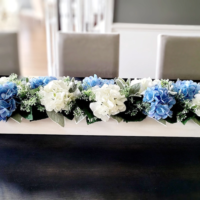 Blue and White Hydrangea Centerpiece - Etsy