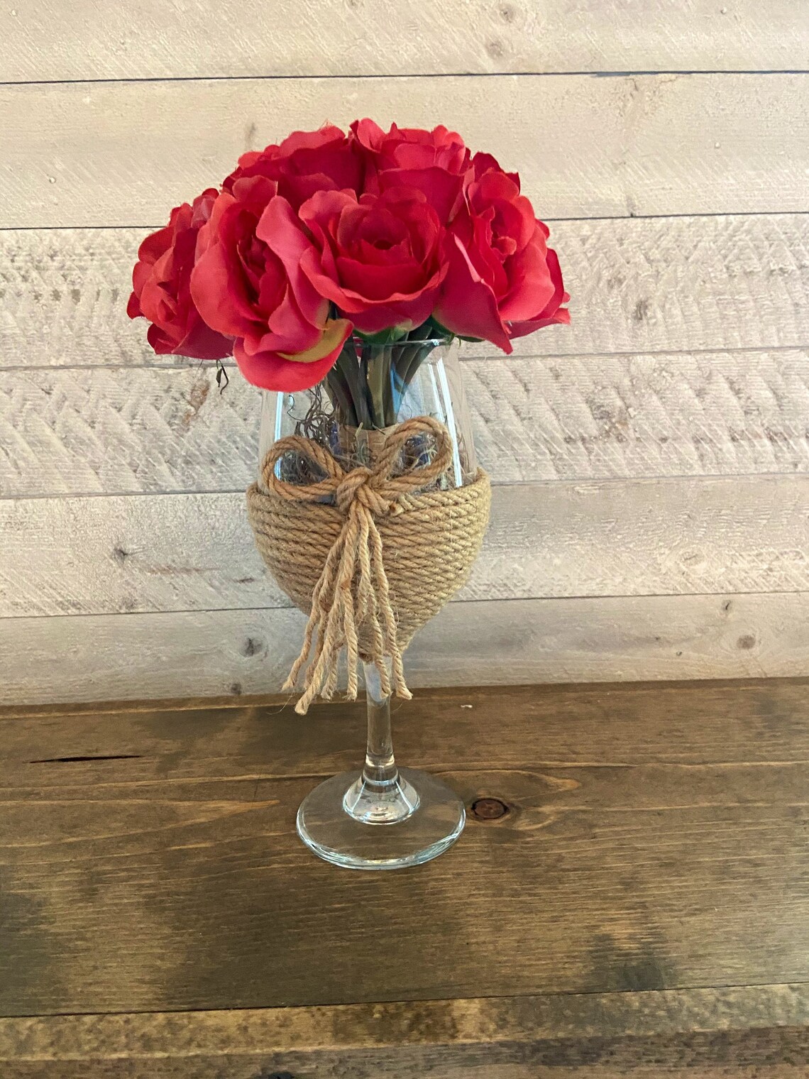 Valentines Day Wine Glass Floral Arrangement Wine Glass Etsy.de