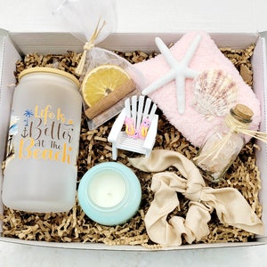 Beach Decor Summer Birthday Gift Box Women Birthday Gift Frosted Tumbler Summer Beach Candle Gift Box Friend Spa Gift Set Gift Box Mom image 9