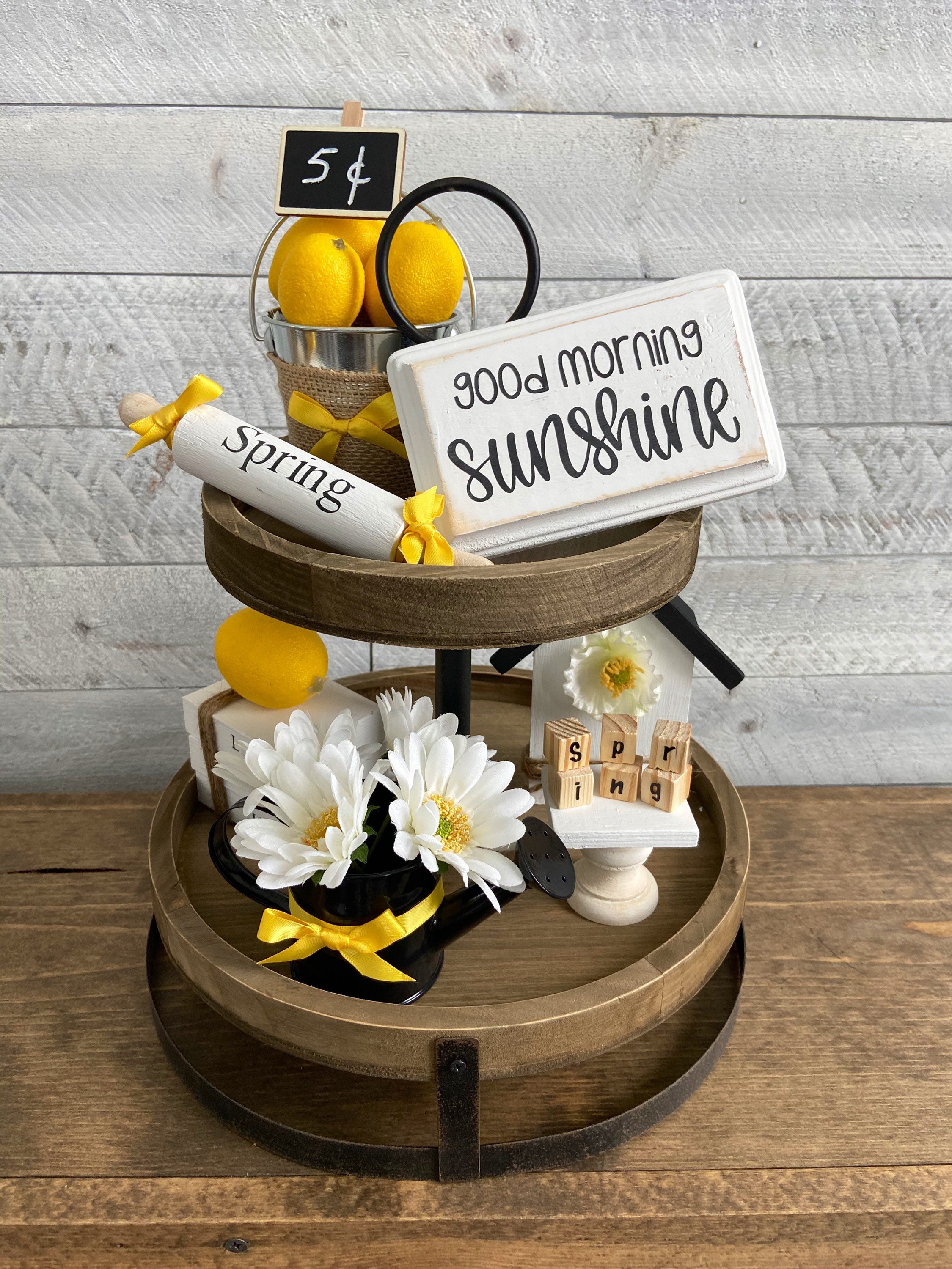 Spring Tiered Tray Decor Tiered Tray Kit Farmhouse Tiered Etsy