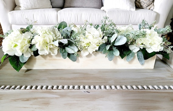 Landhausstil lange Frhlingshortensienanordnung im hlzernen Blumenkasten  Hortensien-Mittelstckholzkasten-Mantelmittelstck-Blumentopfkasten -  Etsy.de