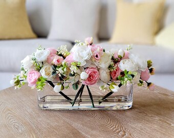 Silk Flower Centerpiece Wedding Table Arrangement Design Modern Dining Decoration Artificial Rose Peony Display Elegant Bridal Decor