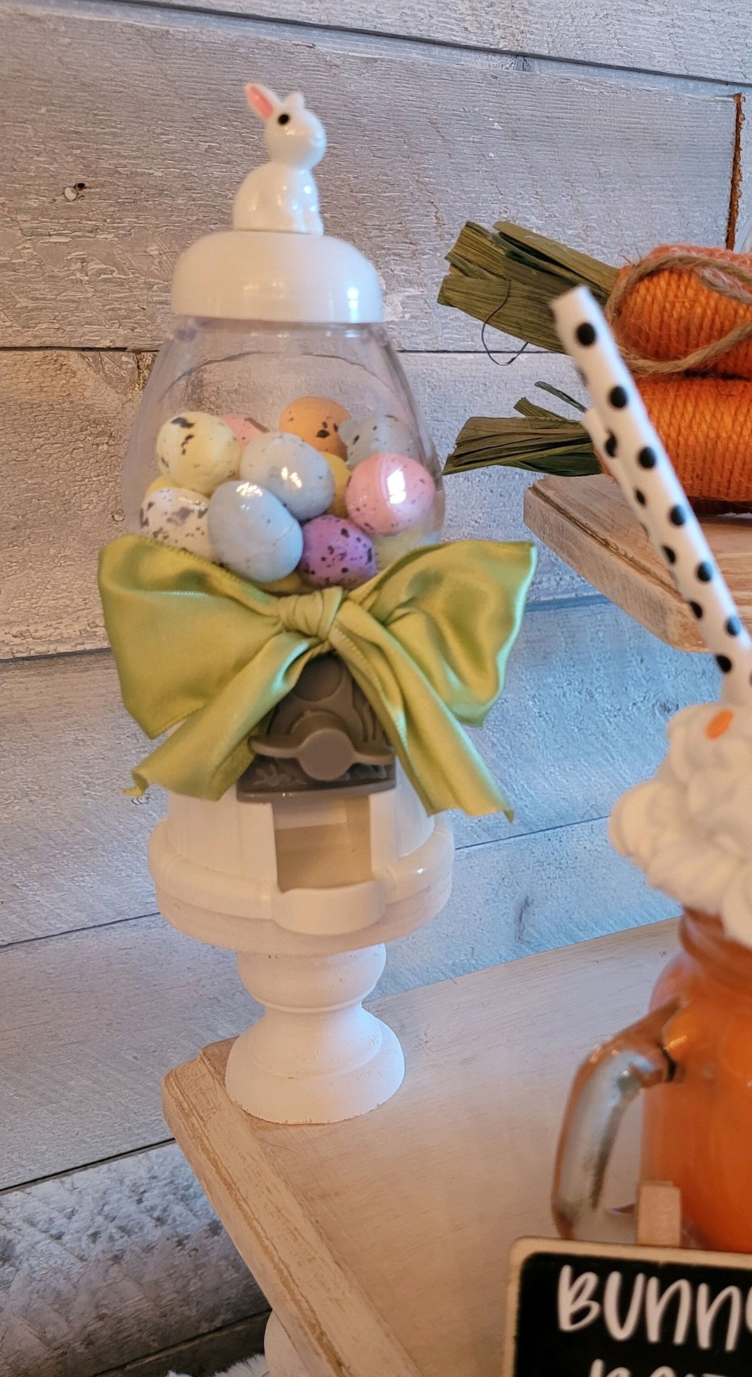 Easter Egg Gum Ball Machine Easter Tiered Tray Bunny Rustic Farmhouse