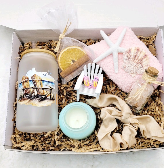 Beach Decor Summer Birthday Gift Box Women Birthday Gift Frosted Tumbler Summer Beach Candle Gift Box Friend Spa Gift Set  Gift Box Mom