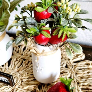 Mini Strawberry Mason Jar for Tiered TrayMini Strawberries for TierFake FruitMini GreeneryMini FruitFake Food for Tier image 5