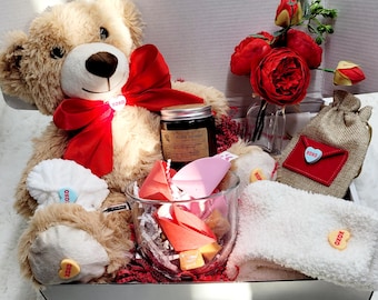 Valentines Day Gift Her Valentines Gift Box Girlfriend Gift Friend Gift For Granddaughter Gift for Long Distance Friend Gift Box Teddy Bear
