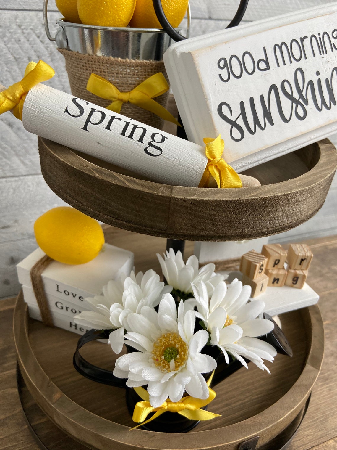 Spring Tiered Tray Decor Tiered Tray Kit Farmhouse Tiered Etsy