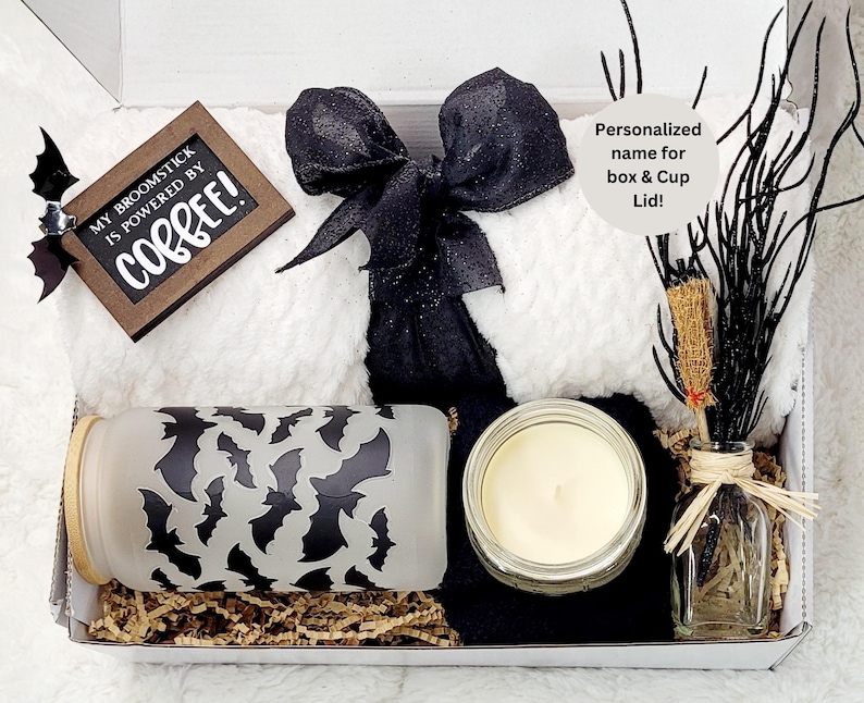 Halloween lover gift box Halloween glass cup custom gift box cozy fall Box friend gift birthday gift daughter Halloween gift idea friend image 1