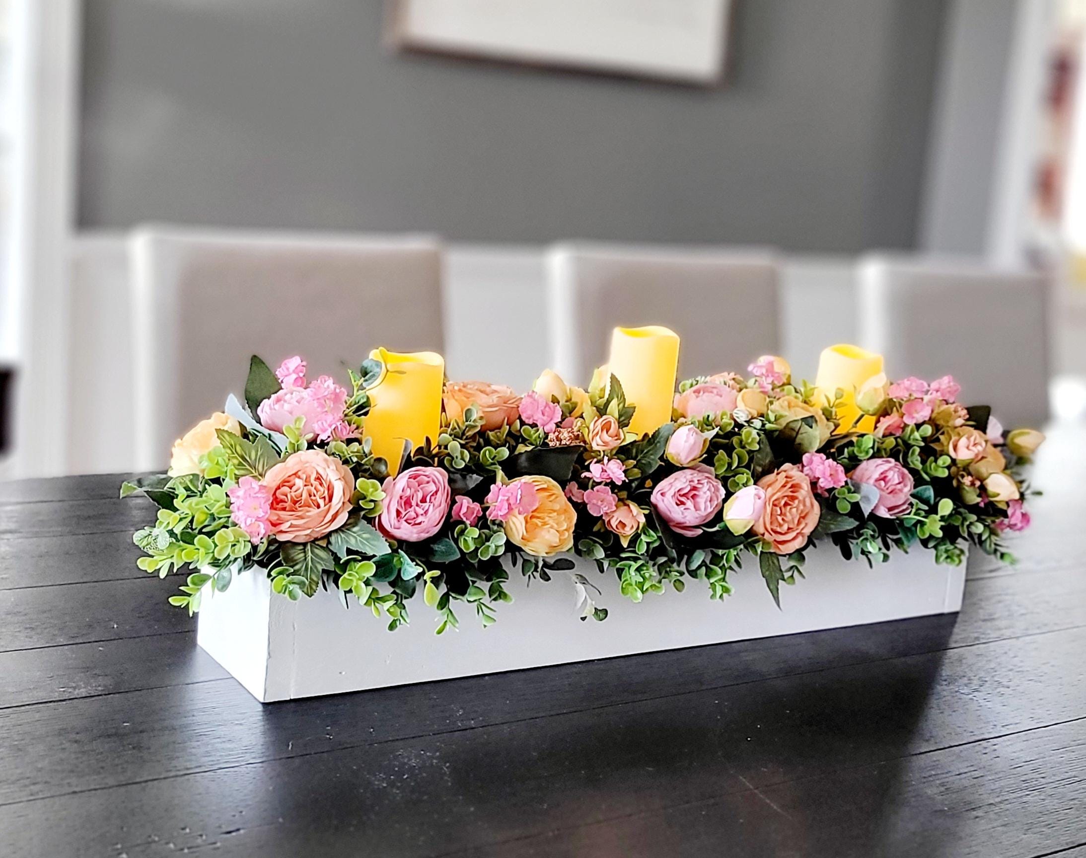 Artificial Flower Candle Holder Centerpiece - Peonies, Roses, Morning Glory For Wedding, Table Decor - View #11