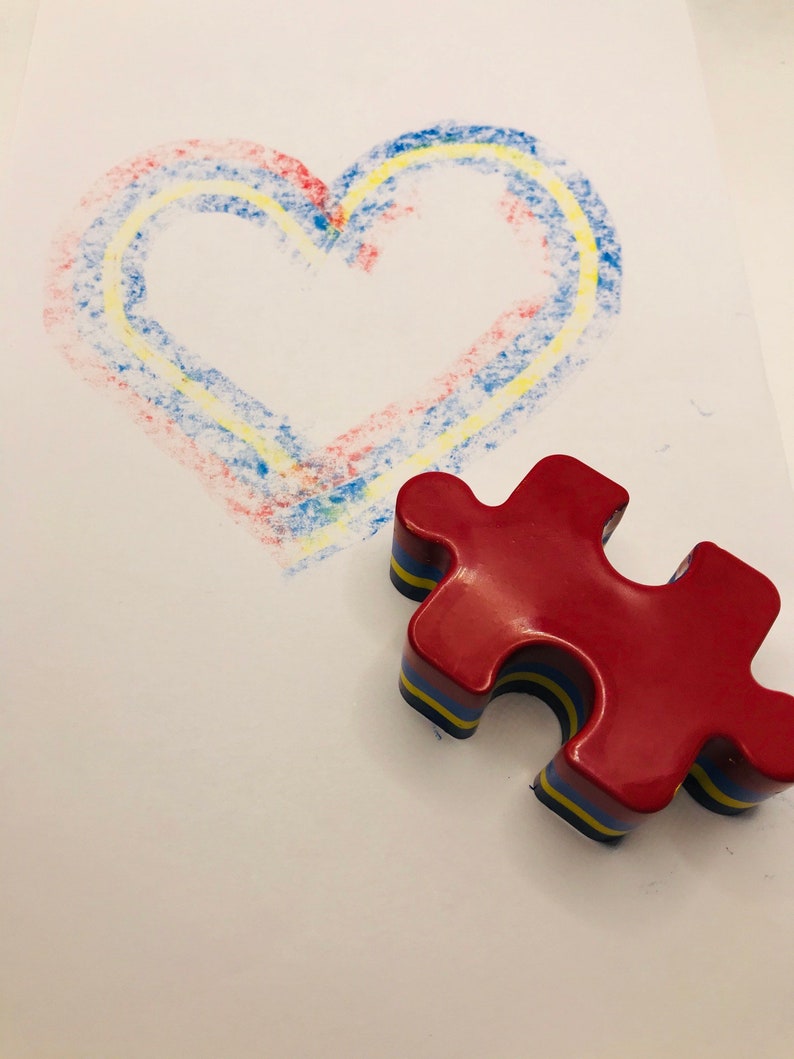 Puzzle Piece Crayons layered Autism Awareness set of 4 Etsy