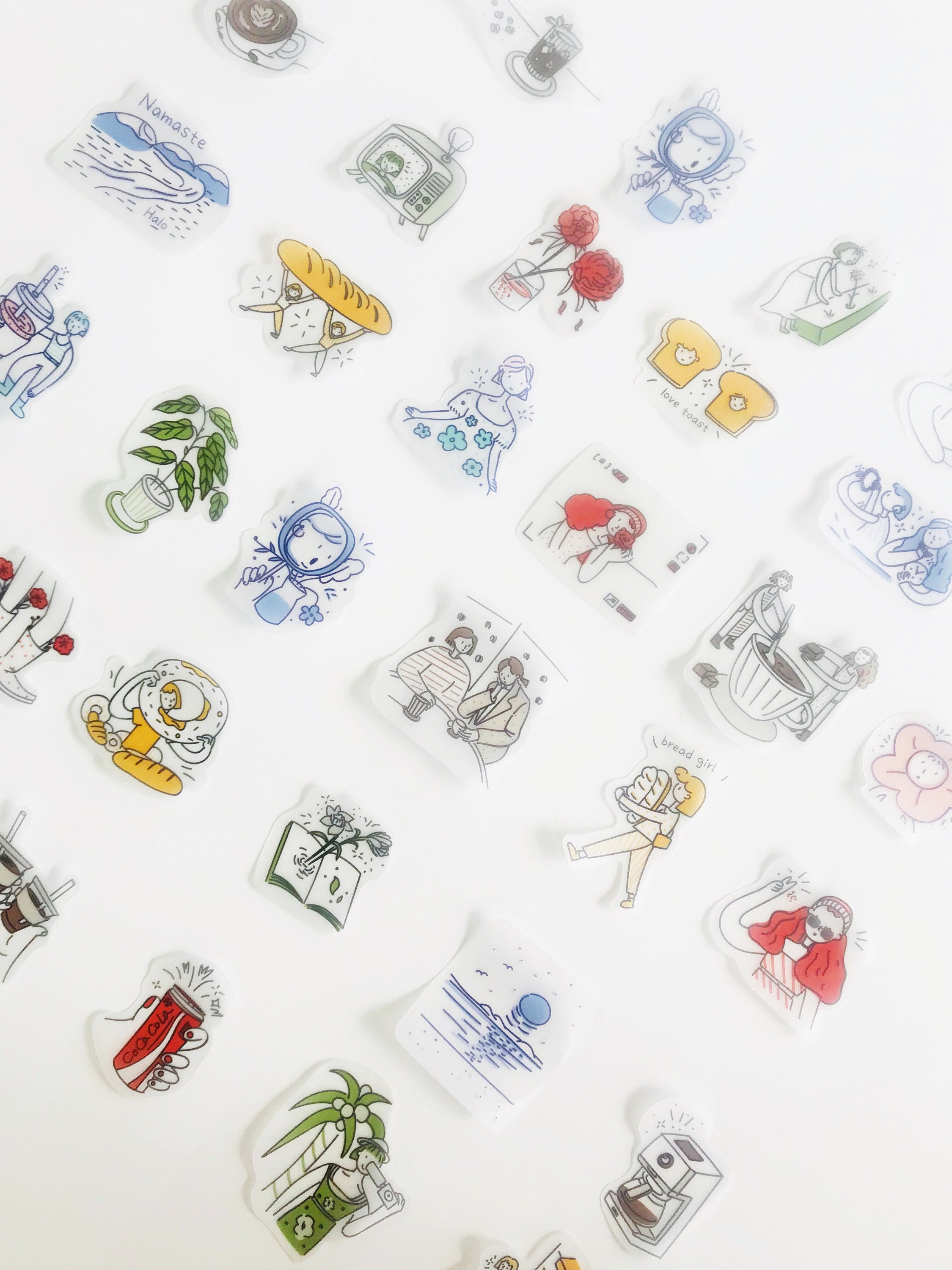 30 Pieces ILLUSTRATION Parchment Paper Stickers Planner Etsy