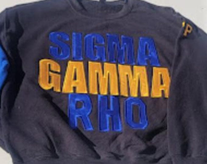 Featured listing image: Sigma Gamma Rho Embroidered Applique Crewneck ΣΓΡ