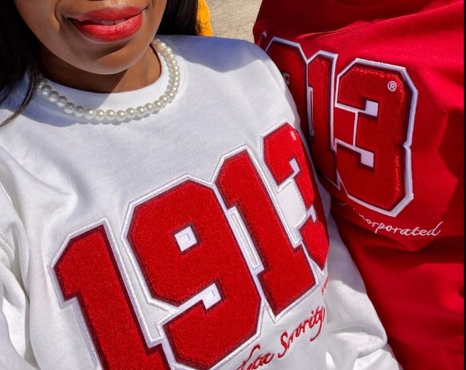 Featured listing image: White 1913 Chenille Patch Delta Sigma Theta Sweatshirt