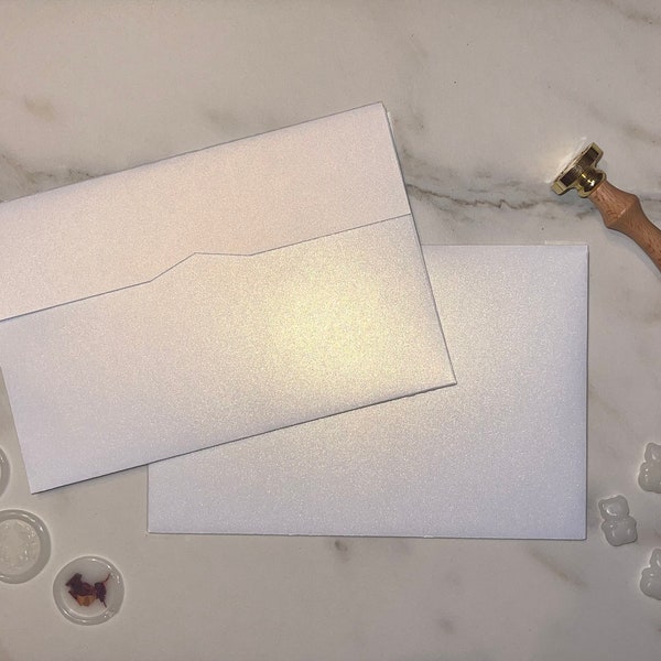 White Gold Shimmer Envelopes (10) | Self-Seal