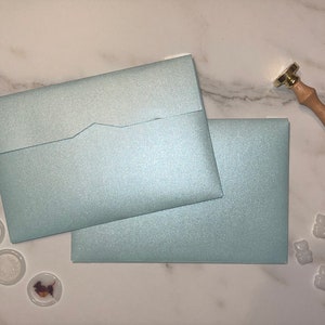 Light Blue Shimmer Envelopes (10) | Self-Seal