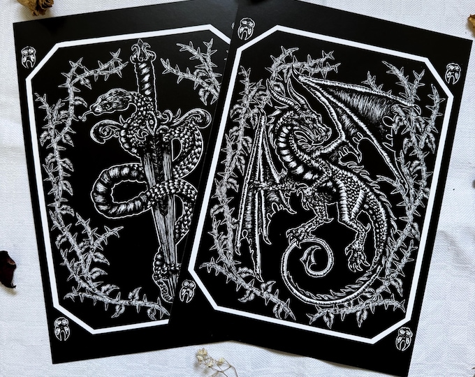 dragon & snake - prints