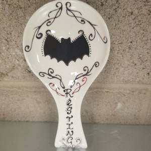 Gothic spoon rest, Bat spoon rest, Spider spoon rest, Spooky spoon rest, Halloween spoon rest, ceramic spoon rest