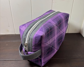 Quilted Boxy Zipper Pouch | Handmade Travel Bag | Makeup, Craft, or Project Organizer -  Gift for Her