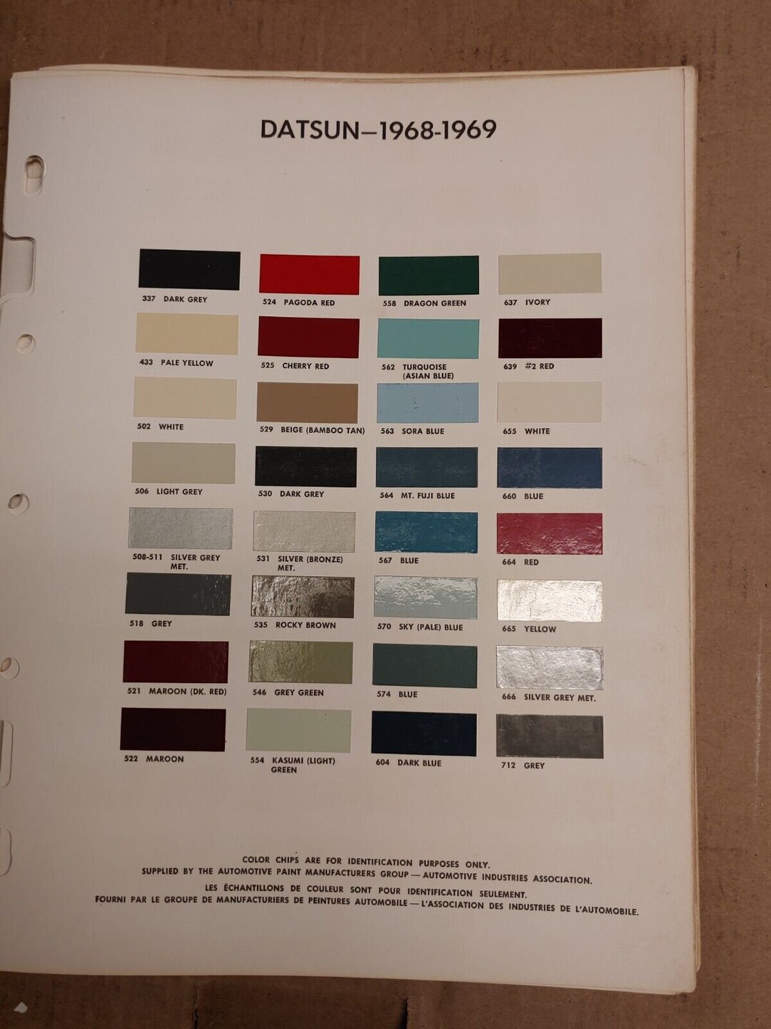 Ditzler PPG 1968 1969 Japanese Import Color Chips Datsun - Etsy