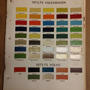 Ditzler PPG 1973 1974 1975 European Import Color Chips Volkswagen Volvo