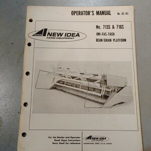 1978 AVCO New Idea 713S 716S Bean/Grain Platform Operators Manual US-191