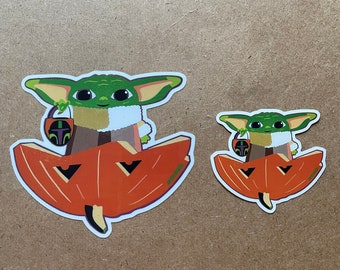 The Child - Star Wars and Mando Fan Art - Halloween Sticker XL and Mini Sizes. "Trick or Treat"
