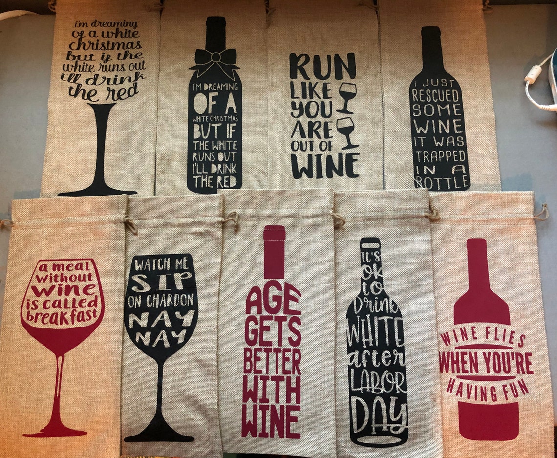 Novelty Burlap Wine Bags Wine Gift Bags Housewarming Gift Etsy